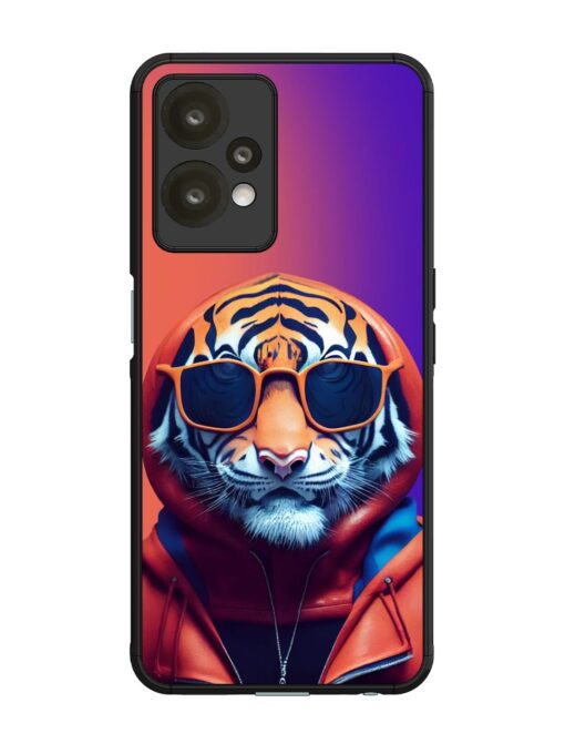 Tiger Animation Glossy Metal Phone Cover for Oneplus Nord Ce 2 Lite (5G) Zapvi