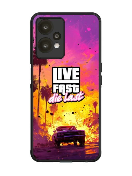 Live Fast Glossy Metal Phone Cover for Oneplus Nord Ce 2 Lite (5G) Zapvi