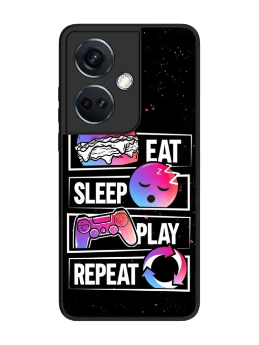 Eat Sleep Play Repeat Glossy Metal Phone Cover for Oneplus Nord Ce 3 (5G)