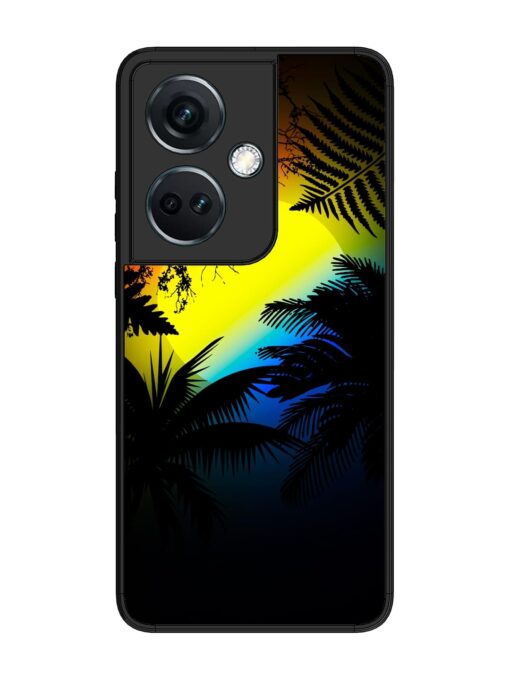 Colorful Sunset With Palm Trees Glossy Metal Phone Cover for Oneplus Nord Ce 3 (5G) Zapvi