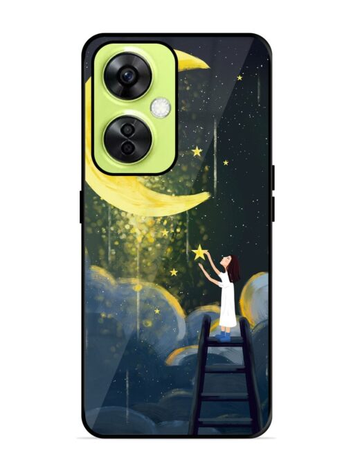 Moonlight Healing Night Illustration Glossy Metal TPU Phone Cover for Oneplus Nord Ce 3 Lite (5G)