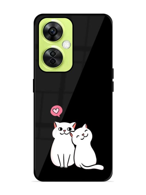 Cat Love Glossy Metal Phone Cover for Oneplus Nord Ce 3 Lite (5G) Zapvi