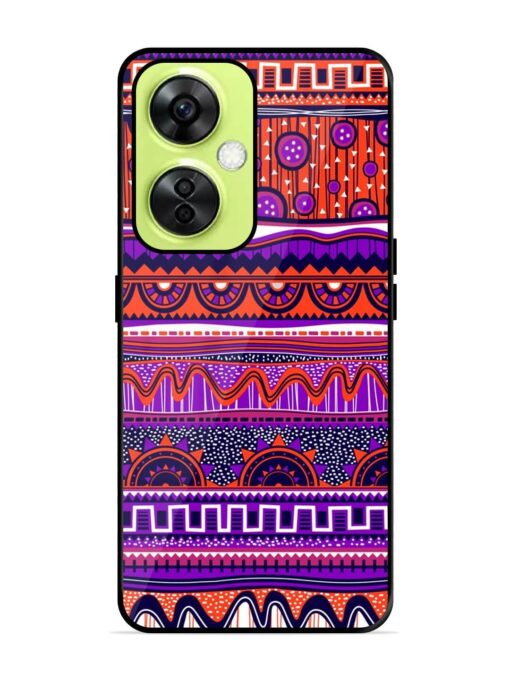 Ethnic Seamless Pattern Glossy Metal TPU Phone Cover for Oneplus Nord Ce 3 Lite (5G)