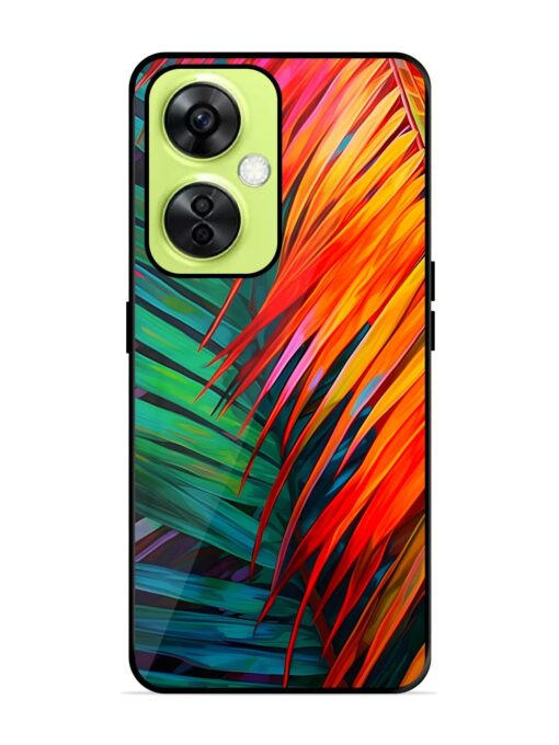 Painted Tropical Leaves Glossy Metal Phone Cover for Oneplus Nord Ce 3 Lite (5G) Zapvi