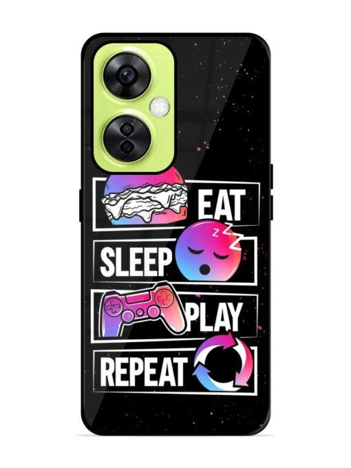 Eat Sleep Play Repeat Glossy Metal Phone Cover for Oneplus Nord Ce 3 Lite (5G)