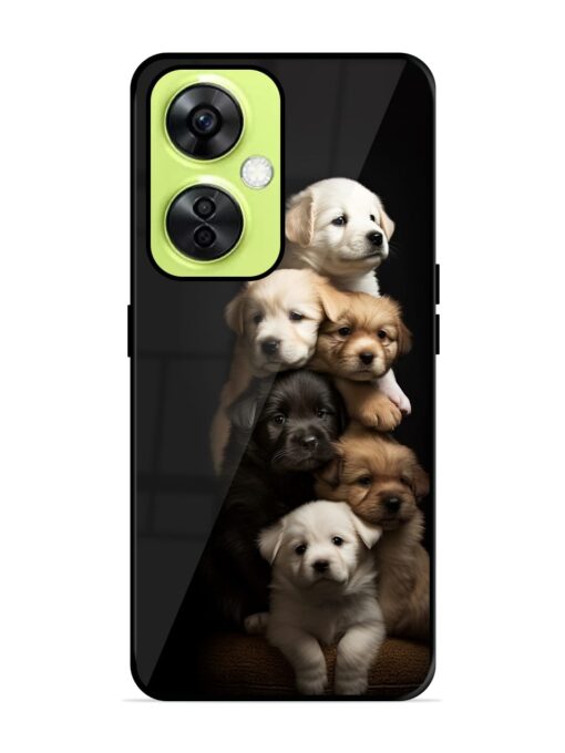 Cute Baby Dogs Glossy Metal Phone Cover for Oneplus Nord Ce 3 Lite (5G) Zapvi