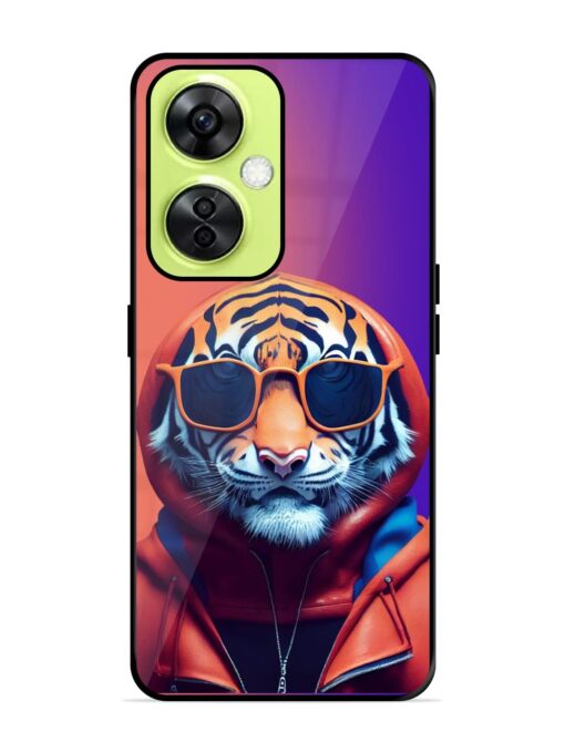 Tiger Animation Glossy Metal Phone Cover for Oneplus Nord Ce 3 Lite (5G) Zapvi