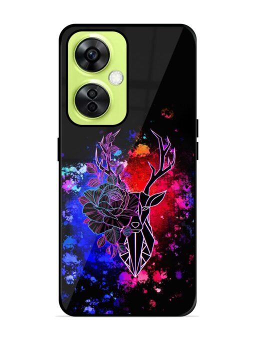 Floral Deer Art Glossy Metal Phone Cover for Oneplus Nord Ce 3 Lite (5G) Zapvi