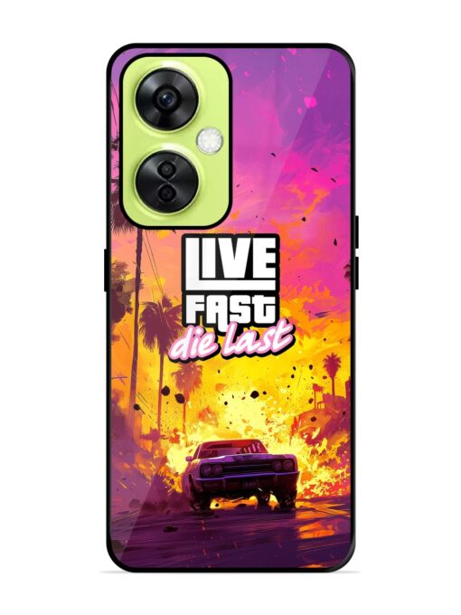 Live Fast Glossy Metal Phone Cover for Oneplus Nord Ce 3 Lite (5G) Zapvi