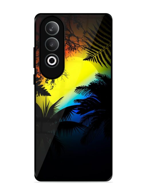 Colorful Sunset With Palm Trees Glossy Metal Phone Cover for Oneplus Nord Ce 4 (5G)