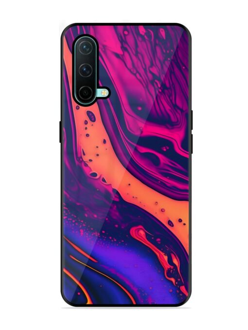 Fluid Blue Pink Art Glossy Metal Phone Cover for Oneplus Nord Ce (5G)