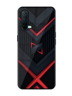 Red Gray Abstract Glossy Metal Phone Cover for Oneplus Nord Ce (5G)
