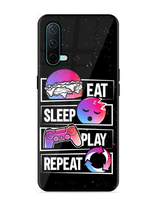 Eat Sleep Play Repeat Glossy Metal Phone Cover for Oneplus Nord Ce (5G)