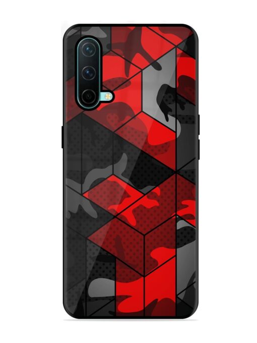 Royal Red Camouflage Pattern Glossy Metal Phone Cover for Oneplus Nord Ce (5G) Zapvi