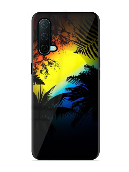 Colorful Sunset With Palm Trees Glossy Metal Phone Cover for Oneplus Nord Ce (5G) Zapvi