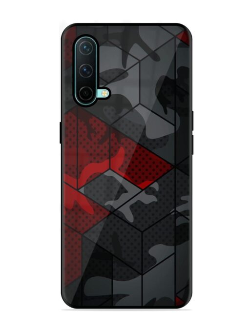 Red And Grey Pattern Glossy Metal Phone Cover for Oneplus Nord Ce (5G) Zapvi