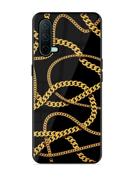 Decorative Golde Chain Glossy Metal Phone Cover for Oneplus Nord Ce (5G)