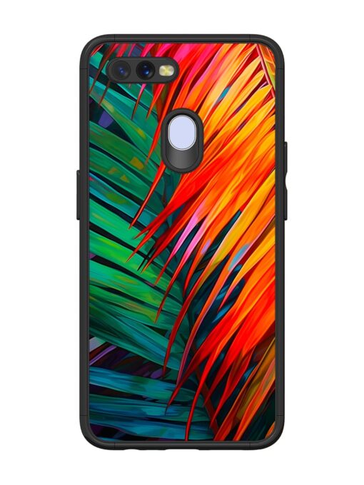 Painted Tropical Leaves Glossy Metal Phone Cover for Oppo A12