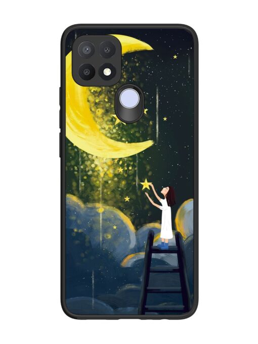 Moonlight Healing Night Illustration Glossy Metal TPU Phone Cover for Oppo A15 Zapvi