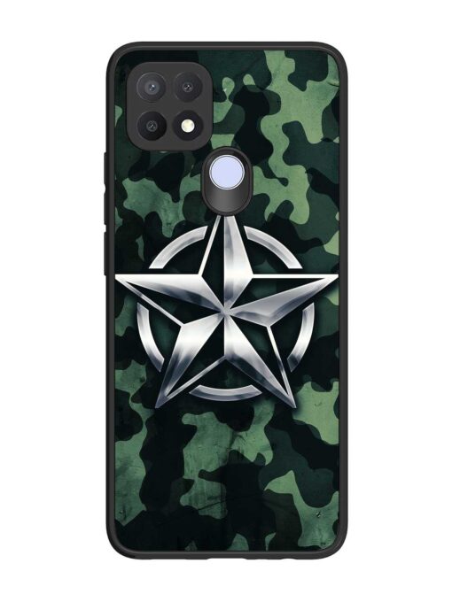 Indian Army Star Design Glossy Metal Phone Cover for Oppo A15 Zapvi