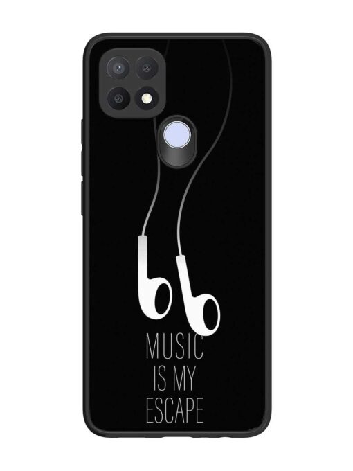 Music Is My Escape Glossy Metal Phone Cover for Oppo A15 Zapvi