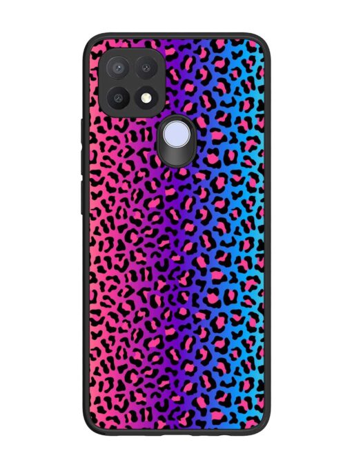 Colorful Leopard Seamless Glossy Metal Phone Cover for Oppo A15 Zapvi