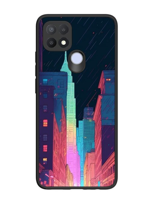 Minimal City Art Glossy Metal Phone Cover for Oppo A15 Zapvi