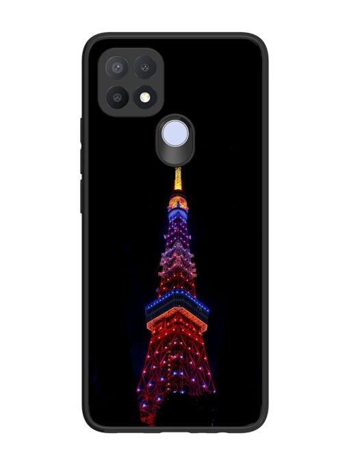 Eiffel Tower Night View Glossy Metal Phone Cover for Oppo A15 Zapvi