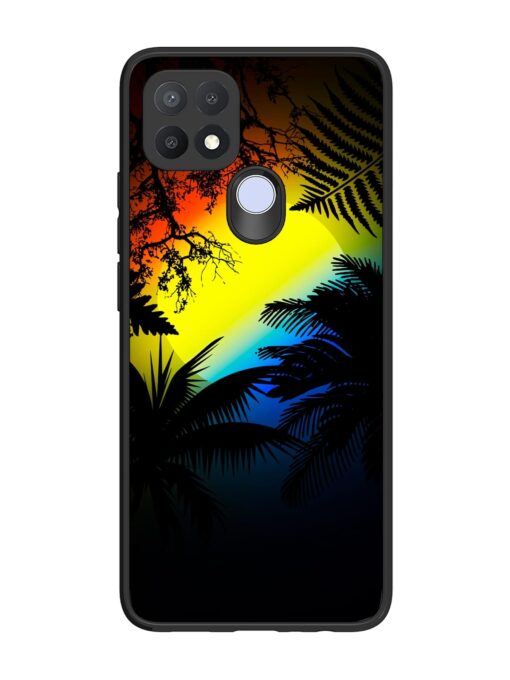 Colorful Sunset With Palm Trees Glossy Metal Phone Cover for Oppo A15 Zapvi