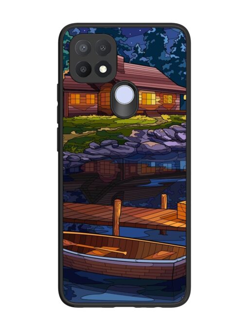 Village Night Scene Glossy Metal Phone Cover for Oppo A15