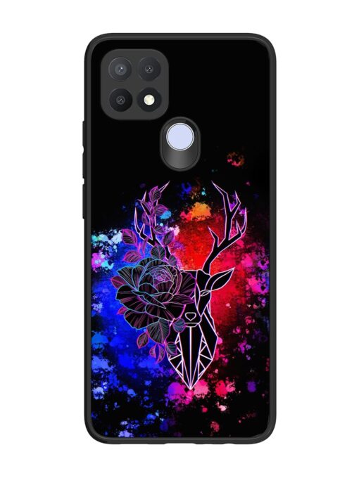 Floral Deer Art Glossy Metal Phone Cover for Oppo A15 Zapvi