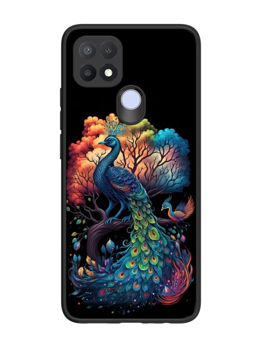 Peacock Tree Art Glossy Metal Phone Cover for Oppo A15 Zapvi