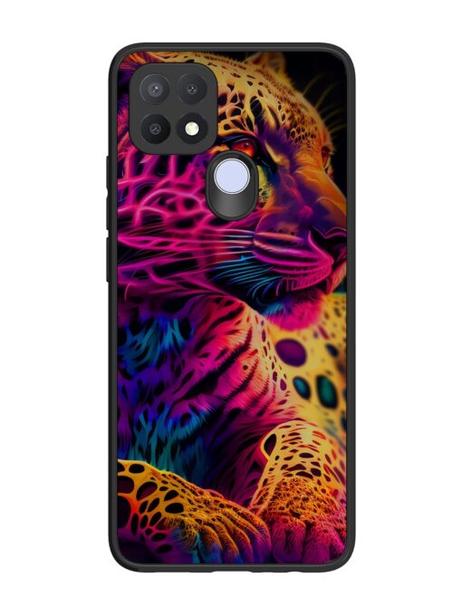 Leopard Art Glossy Metal Phone Cover for Oppo A15 Zapvi