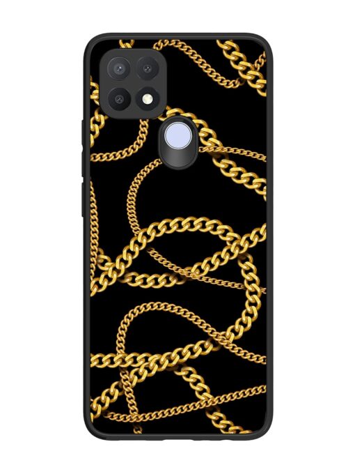 Decorative Golde Chain Glossy Metal Phone Cover for Oppo A15 Zapvi