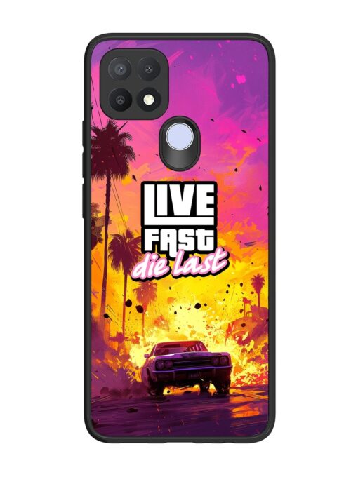 Live Fast Glossy Metal Phone Cover for Oppo A15 Zapvi