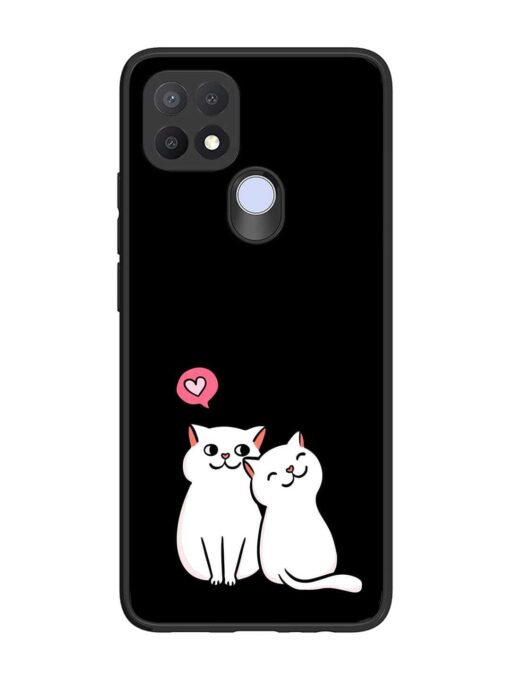 Cat Love Glossy Metal Phone Cover for Oppo A15S