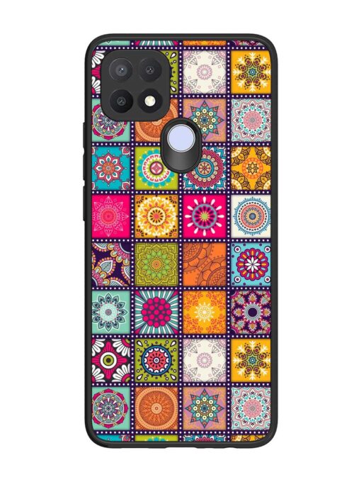 Seamless Pattern Vintage Glossy Metal Phone Cover for Oppo A15S