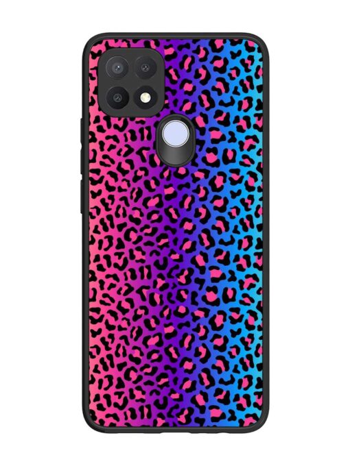 Colorful Leopard Seamless Glossy Metal Phone Cover for Oppo A15S