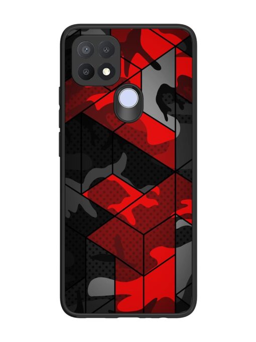 Royal Red Camouflage Pattern Glossy Metal Phone Cover for Oppo A15S