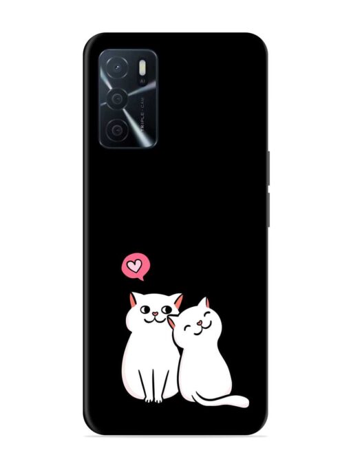 Cat Love Glossy Metal Phone Cover for Oppo A16