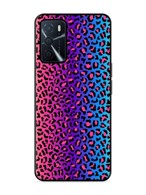 Colorful Leopard Seamless Glossy Metal Phone Cover for Oppo A16 Zapvi