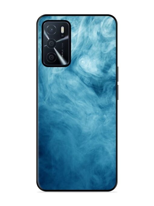 Blue Smoke Art Glossy Metal Phone Cover for Oppo A16 Zapvi