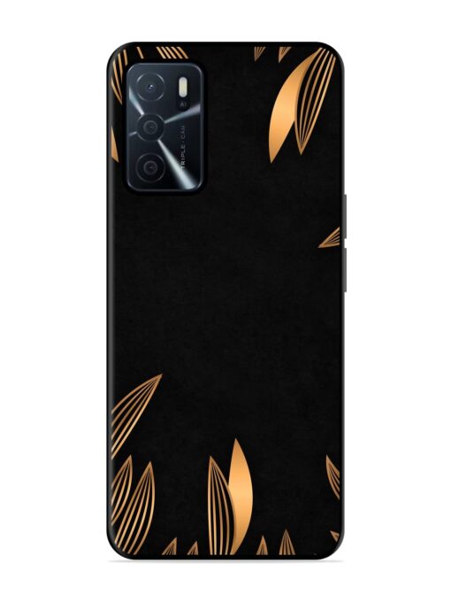 Golden Leaf Pattern Glossy Metal Phone Cover for Oppo A16 Zapvi