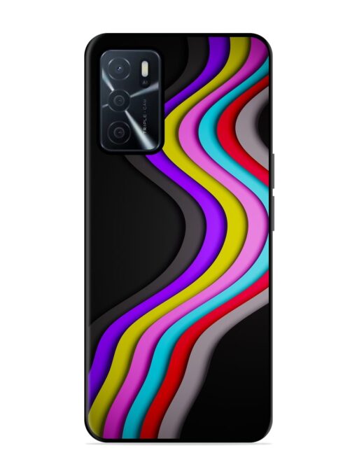 Liquid Blue Abstract Glossy Metal Phone Cover for Oppo A16 Zapvi