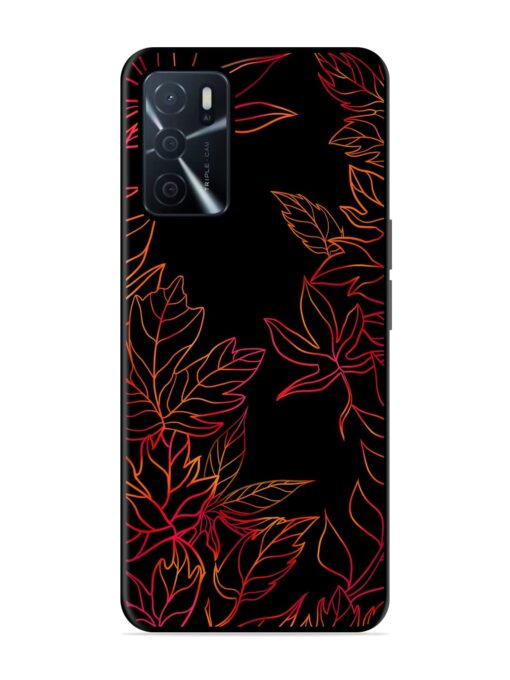 Red Floral Pattern Glossy Metal Phone Cover for Oppo A16