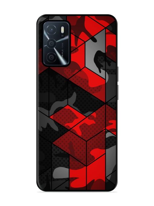 Royal Red Camouflage Pattern Glossy Metal Phone Cover for Oppo A16 Zapvi