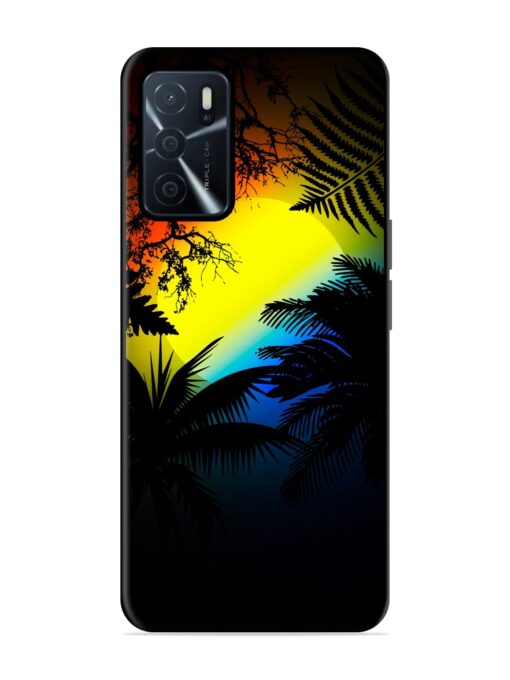 Colorful Sunset With Palm Trees Glossy Metal Phone Cover for Oppo A16 Zapvi