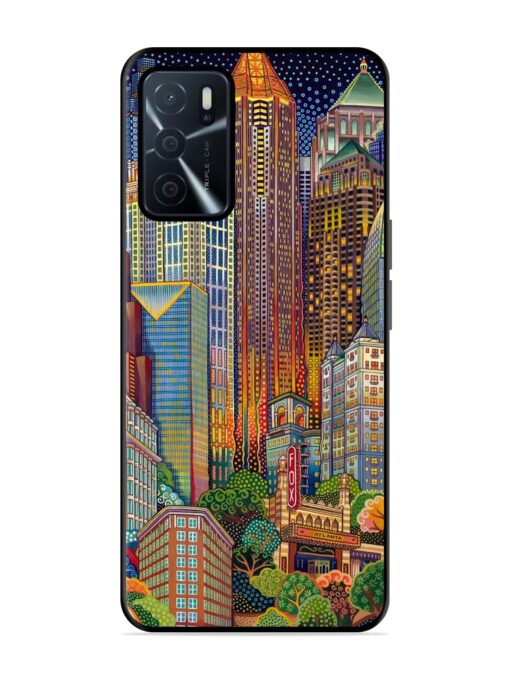 Cityscapes Art Glossy Metal Phone Cover for Oppo A16 Zapvi