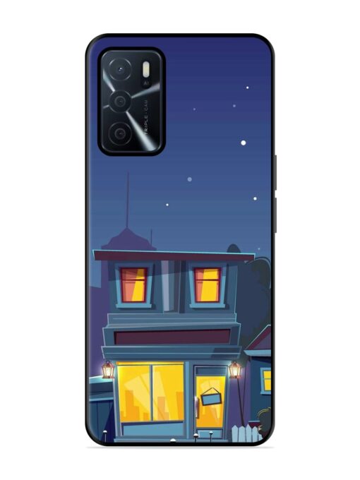 Vector Night House Glossy Metal Phone Cover for Oppo A16 Zapvi