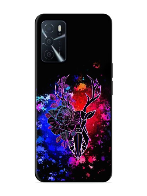 Floral Deer Art Glossy Metal Phone Cover for Oppo A16